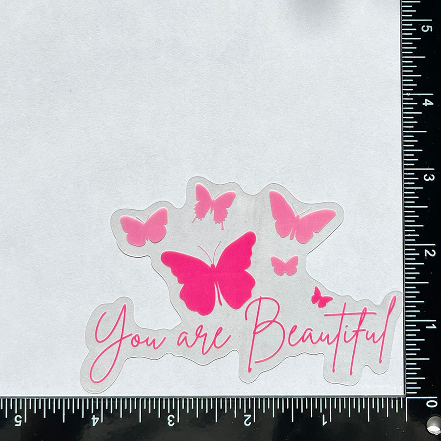Mirror Cling | Window Cling - "You are Beautiful (butterflies)"