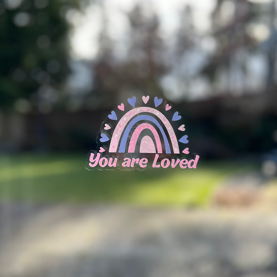 Mirror Cling | Window Cling - "You are Loved (rainbow)"