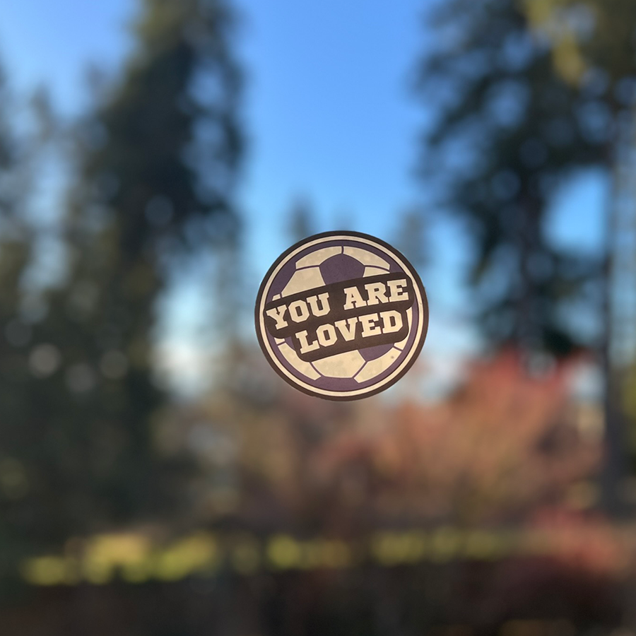 Mirror Cling | Window Cling - "YOU ARE LOVED (soccer)"