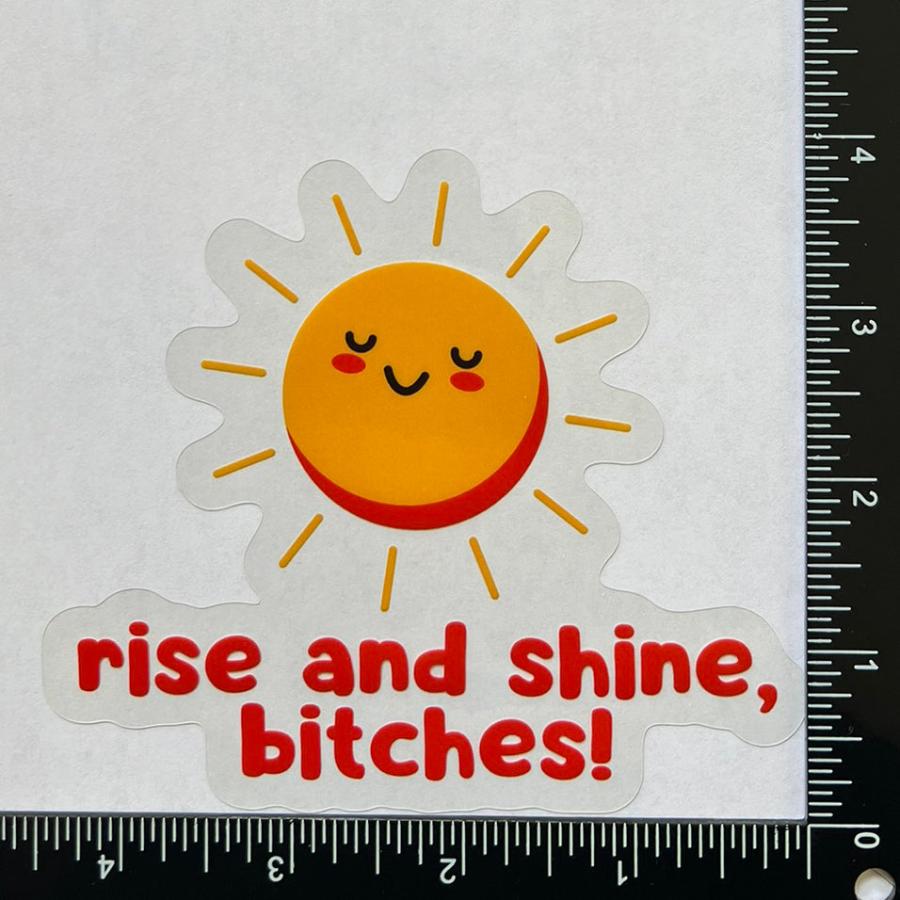 Mirror Cling | Window Cling - "rise and shine, bitches!"