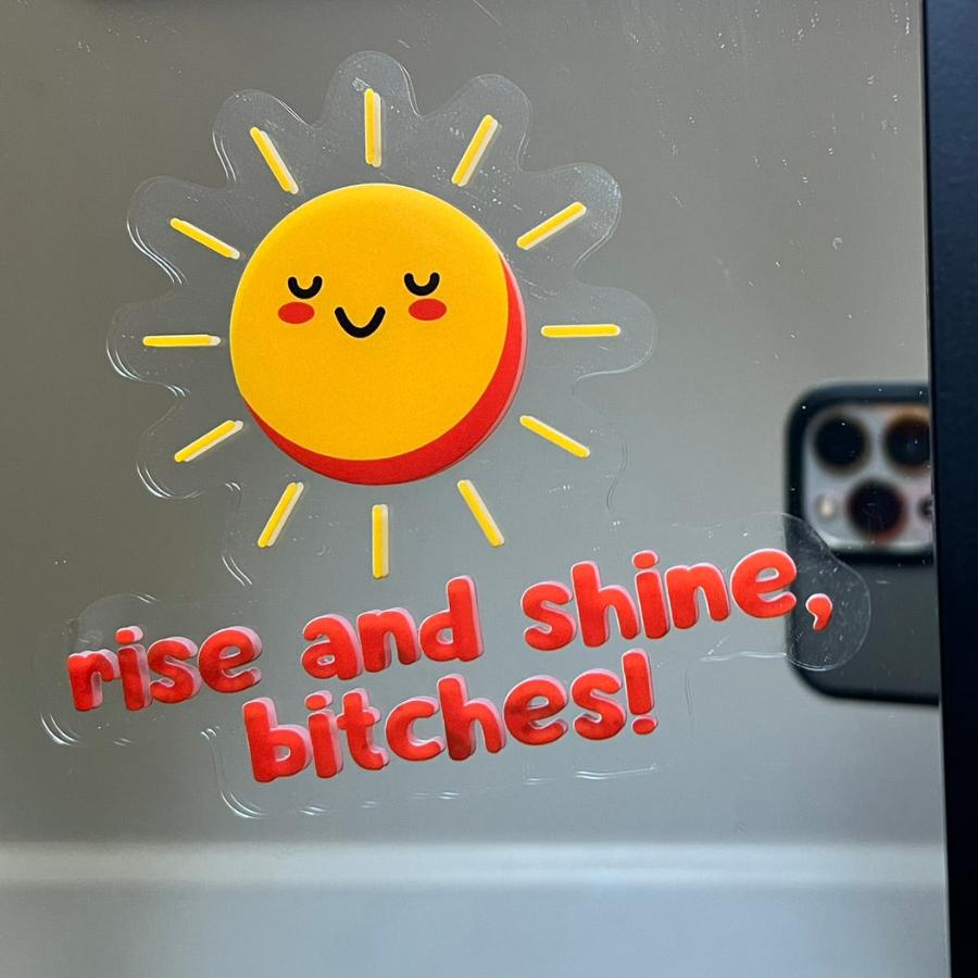 Mirror Cling | Window Cling - "rise and shine, bitches!"