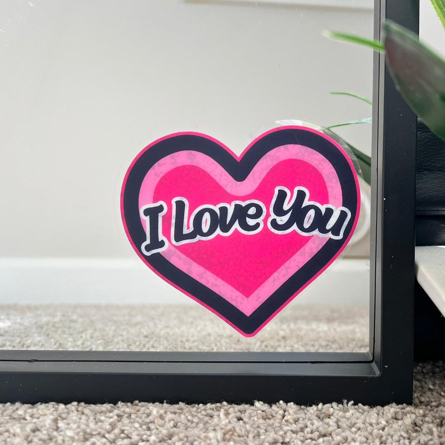 Mirror Cling | Window Cling - "I Love You (pink heart)"