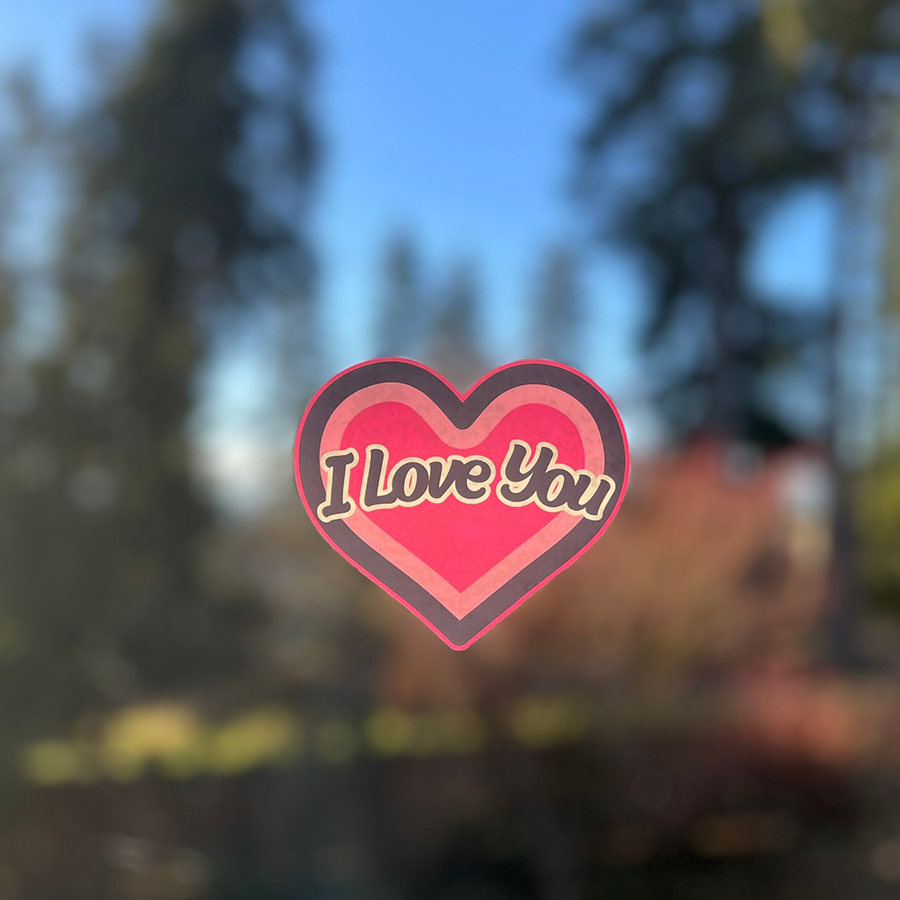 Mirror Cling | Window Cling - "I Love You (pink heart)"