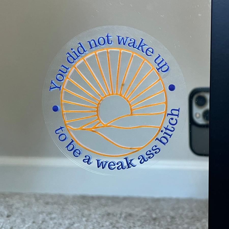 Mirror Cling | Window Cling - "You did not wake up to be a weak ass bitch" round