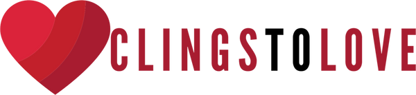 ClingsToLove logo red heart mirror clings window clings